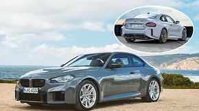 Eine Collage zeigt das BMW M2 Facelift (2024) und den M2 CS (2025). - Foto: BMW, BMW M/Collage: AUTO ZEITUNG