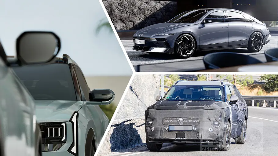 Hyundai- & Kia-Neuheiten 2026 Eine Collage zeigt Kia Seltos, das Hyundai Ioniq 6 Facelift und den Hyundai Tucson.