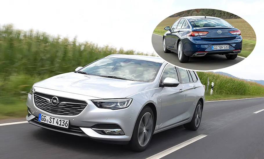 Opel Insignia Sports Tourer fahrend von schräg vorne und eingeklinkt die Limousine.