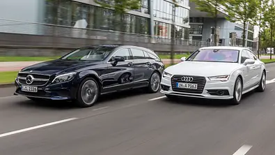 Audi A7 Sportback 3.0 TDI clean diesel quattro Mercedes CLS 350 Shooting Brake BlueTEC 4Matic Oberklasse Diesel Vergleichstest