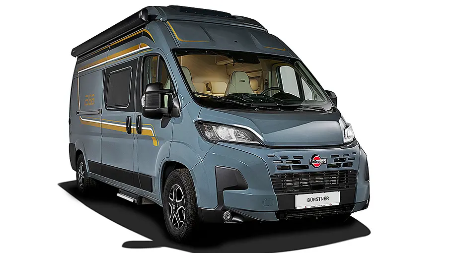 Bürstner B66 Campervan Das Bild zeigt den Bürstner B66 Campervan statisch von schräg vorne rechts fotografiert.