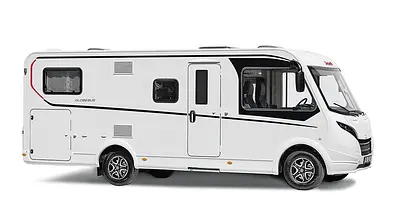 Dethleffs Globebus (2025) vor weißem Hintergrund, statisch von der rechten Seite. - Foto: Dethleffs