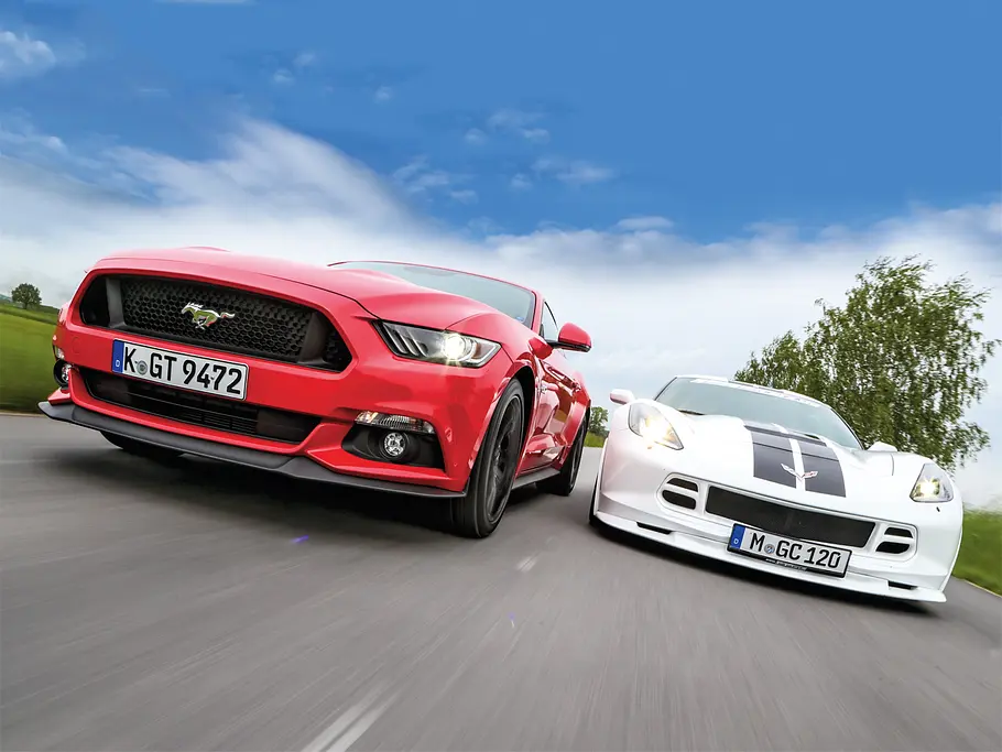 Ford Mustang GT Chevrolet Corvette C7 Stingray US-Sportwagen Vergleich