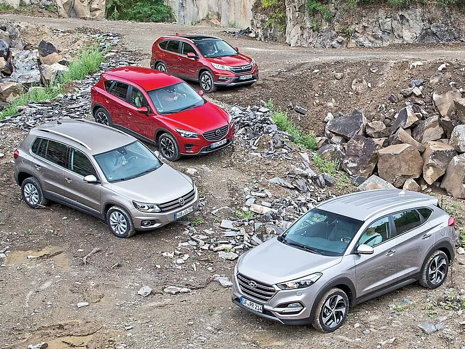 Hyundai Tucson Honda CR-V Mazda CX-5 VW Tiguan SUV Vergleichstest