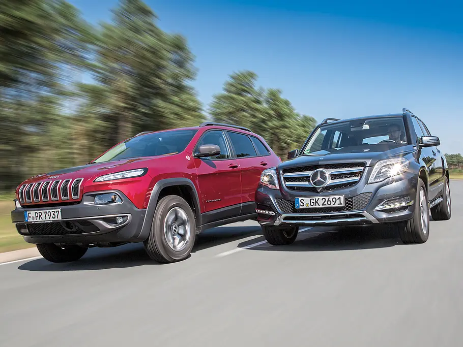 Jeep Cherokee 3.2 V6 Trailhawk Mercedes GLK 350 4Matic SUV Benziner V6 Allrad Vergleichstest