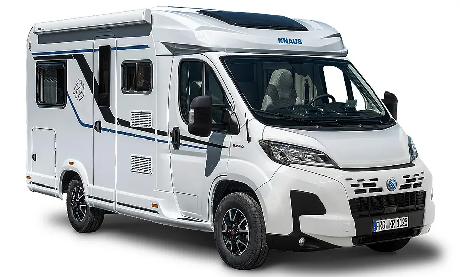 Knaus Van TI 650 MEG (2025) Die Außenaufnahme zeigt den Knaus Van TI 650 MEG (2025) von schräg vorne rechts.