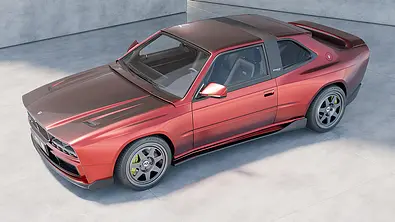 Der Modena Automobili MA-01 Biturbo Shamal steht in Studioumgebung, von vorne links fotografiert. - Foto: Modena Automobili