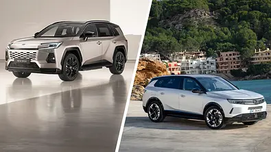 Eine Collage zeigt Toyota RAV4 und Opel Grandland. - Foto: Toyota, Opel/Montage: AUTO ZEITUNG