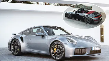 Eine Collage zeigt das Porsche 911 Turbo S Facelift als Coupé und Cabrio. - Foto: Porsche