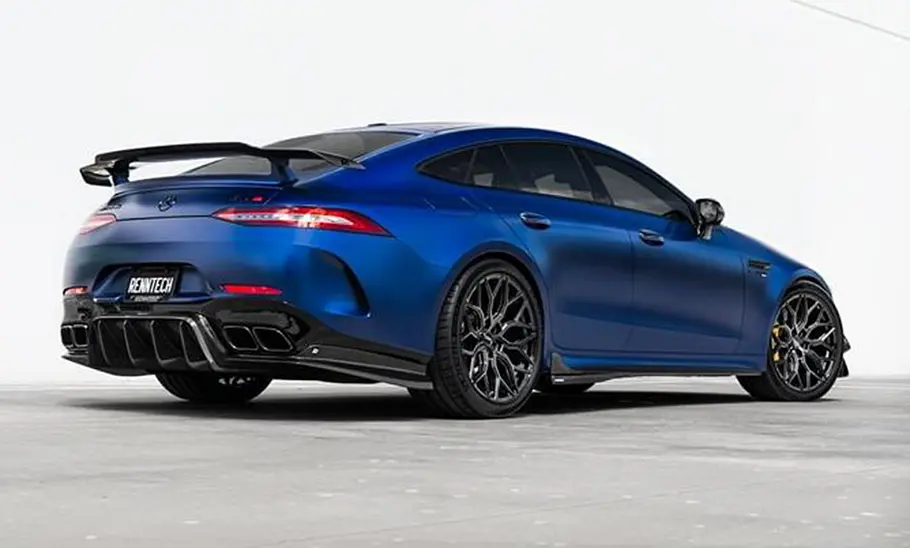 Renntech Mercedes-AMG GT 63 S Heckansicht des Renntech Mercedes-AMG GT 63 S von schräg hinten.