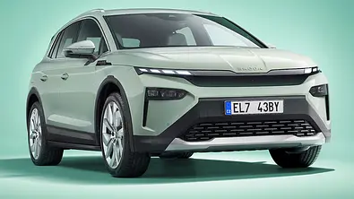 Der Skoda Elroq (2024) statisch von vorne rechts fotografiert. - Foto: Skoda