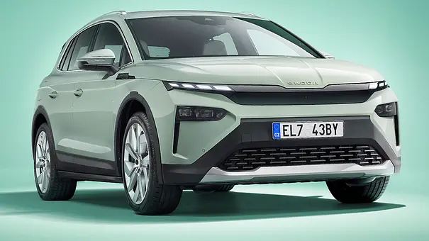 Der Skoda Elroq (2024) statisch von vorne rechts fotografiert. - Foto: Skoda