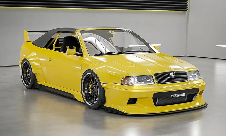 Getuntes Skoda Octavia Cabrio, fotografiert von schräg vorne.