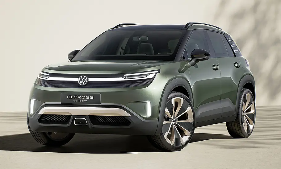 Das VW ID. Cross Concept (2025) stehend von schräg vorne fotografiert.