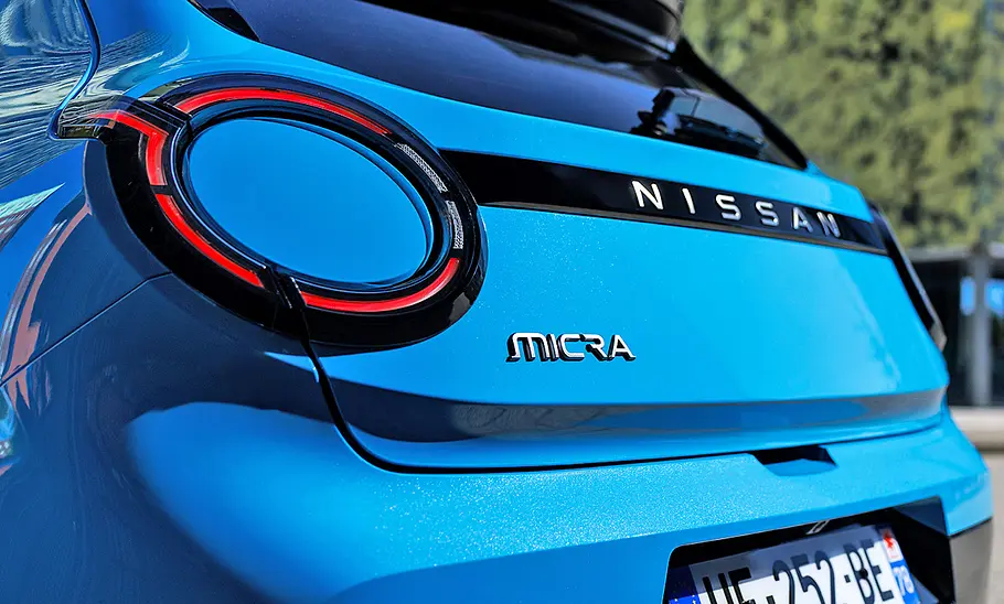 Das Heck des Nissan Micra (2026) in der Nahaufnahme.