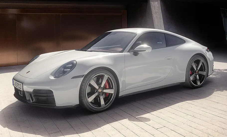 Das Porsche 911 Carrera S Facelift (2024), statisch von vorne links fotografiert.
