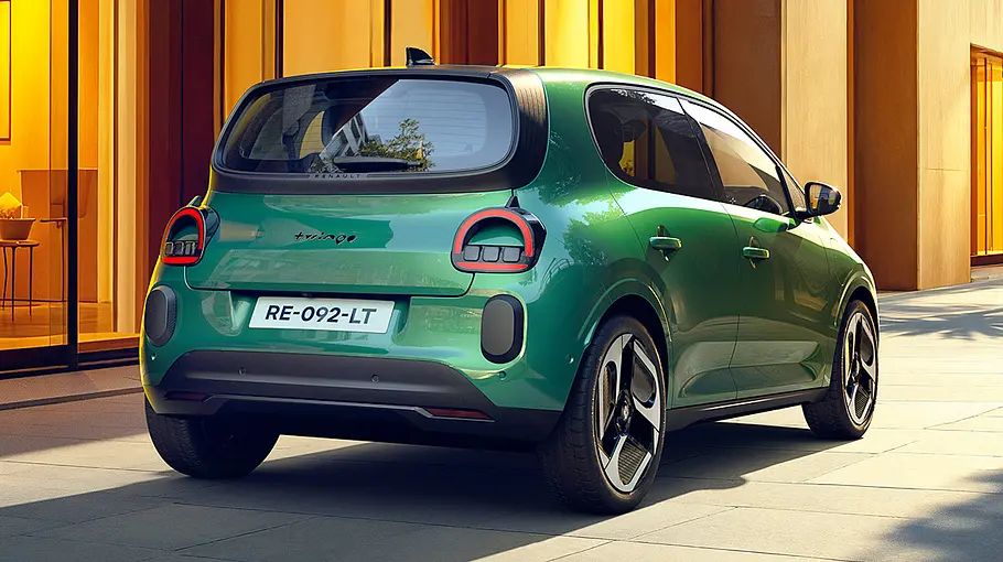 Renault Twingo E-Tech Electric Der Renault Twingo E-Tech Electric, statisch von hinten rechts fotografiert.