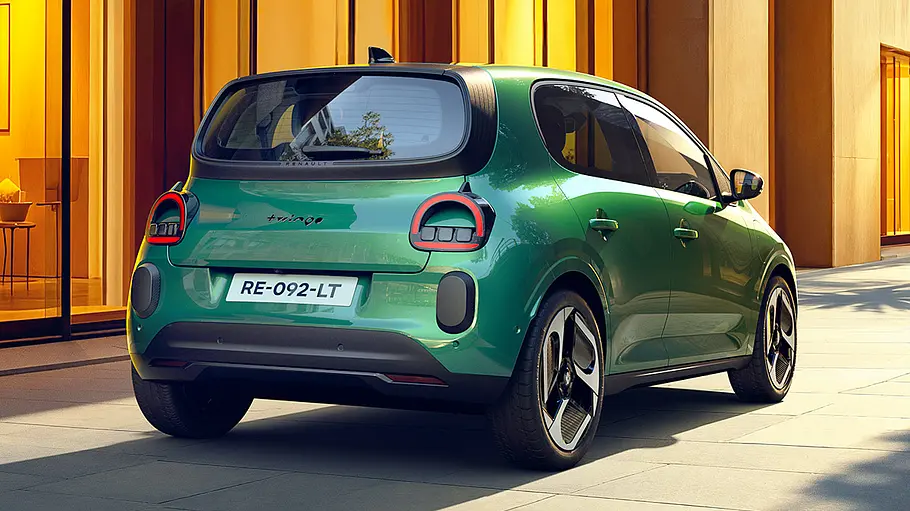 Renault Twingo E-Tech Electric Der Renault Twingo E-Tech Electric, statisch von hinten rechts fotografiert.