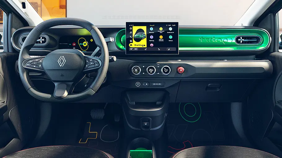 Renault Twingo E-Tech Electric Das Armaturenbrett des Renault Twingo E-Tech Electric.