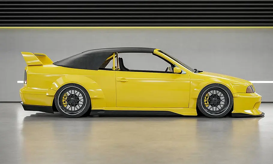 Getuntes Skoda Octavia Cabrio, fotografiert von schräg von der Seite.