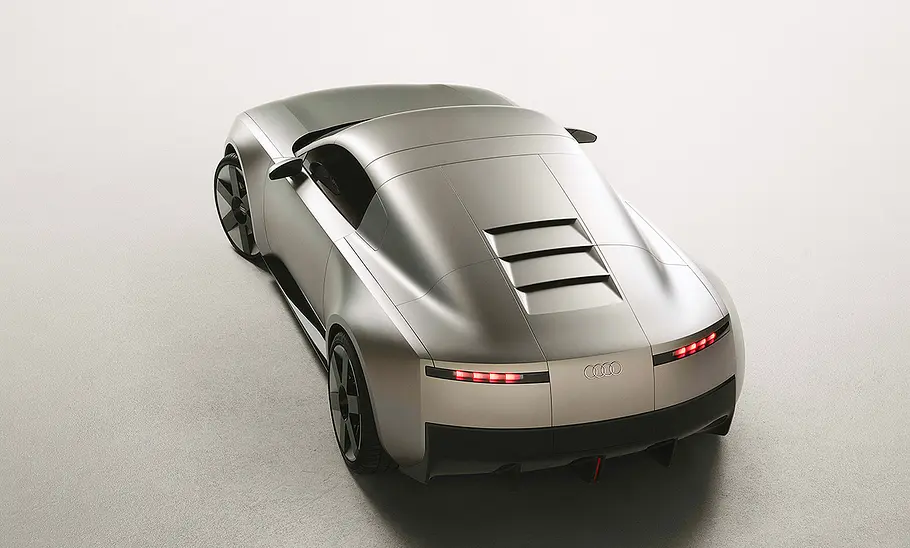 Blick aus einer erhöhten Position von schräg hinten auf das Audi Concept C (2025).