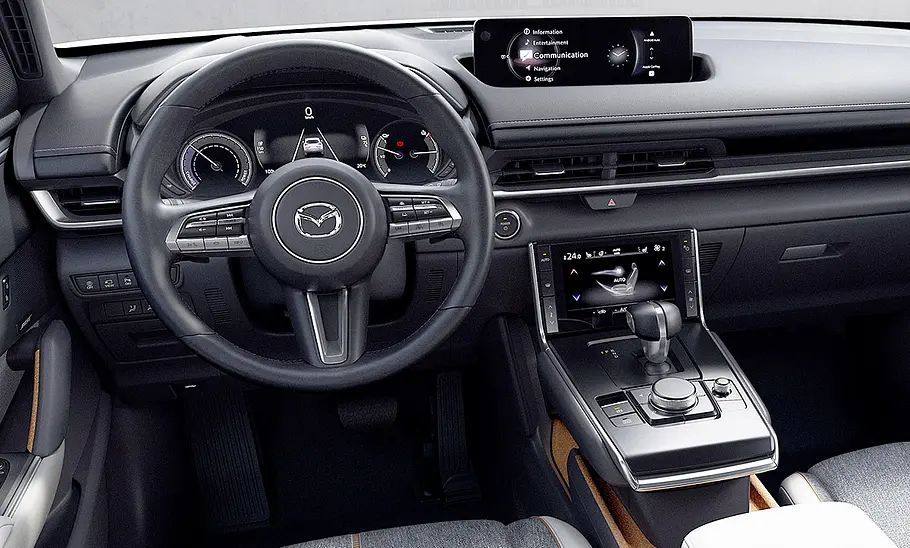 Mazda MX-30 e-Skyactiv R-EV (2025) Das Cockpit des Mazda MX-30 e-Skyactiv R-EV (2025).