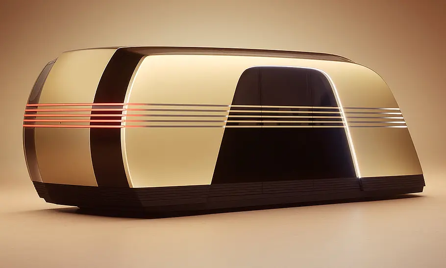 Tesla Robovan als Konzeptstudie, Ansicht von schräg hinten rechts.