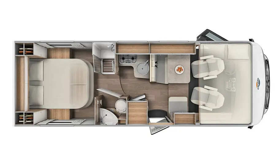 Hubbett Grundrissansicht des Carado i449 mit Hubbett.