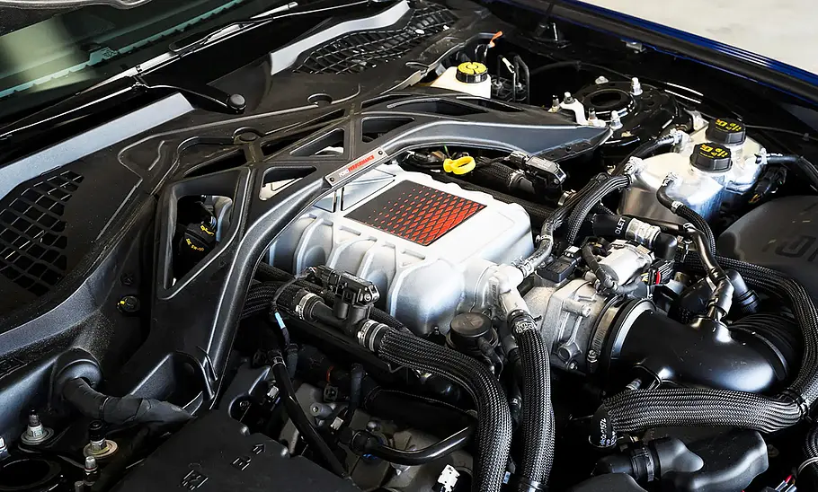 Ford Mustang GTD (2025) Der Motor des Ford Mustang GTD (2025) in der Detailaufnahme.
