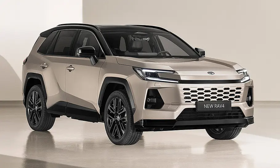 Toyota RAV4 Der Toyota RAV4 steht in Studioumgebung, von vorne rechts fotografiert.