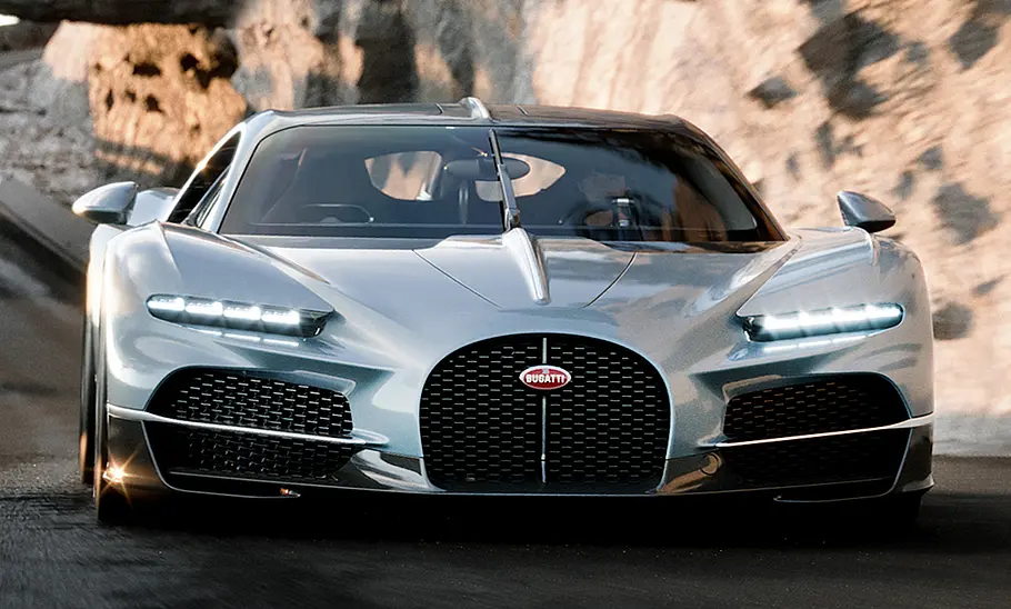 Bugatti Tourbillon (2026) Der Bugatti Tourbillon (2026) fahrend von vorne