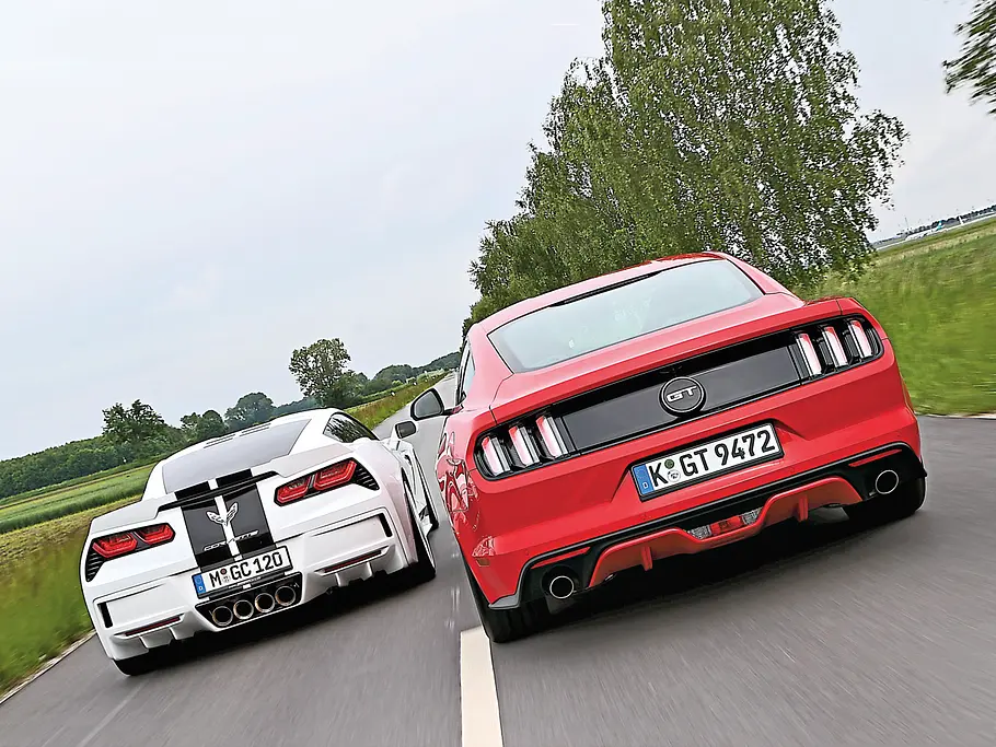 Ford Mustang GT Chevrolet Corvette C7 Stingray US-Sportwagen Vergleich