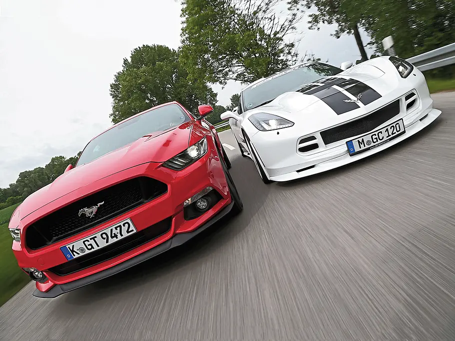 Ford Mustang GT Chevrolet Corvette C7 Stingray US-Sportwagen Vergleich
