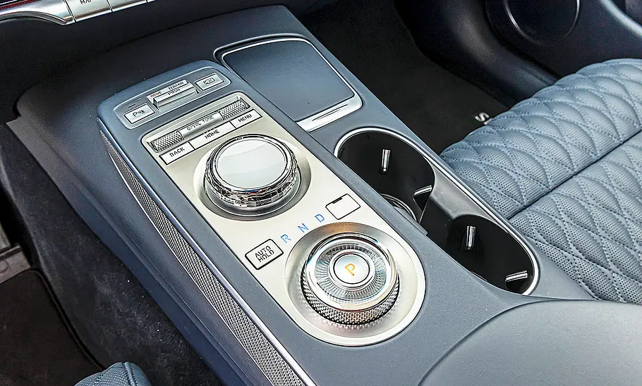 Genesis GV70 Detailansicht der Mittelkonsole im Genesis GV70.