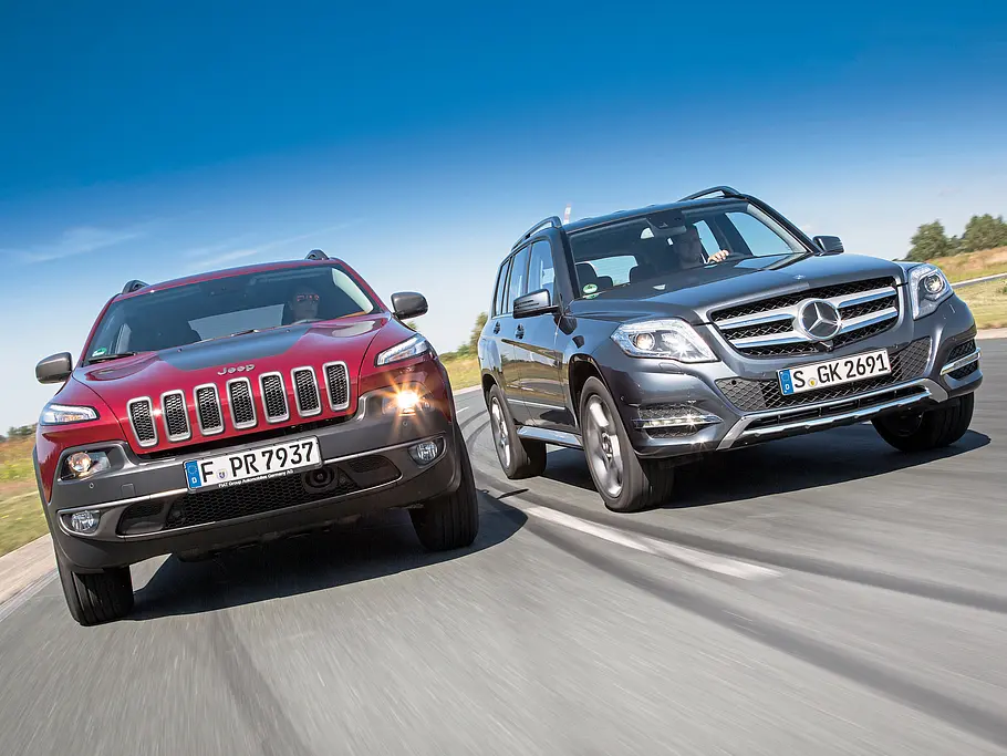 Jeep Cherokee 3.2 V6 Trailhawk Mercedes GLK 350 4Matic SUV Benziner V6 Allrad Vergleichstest
