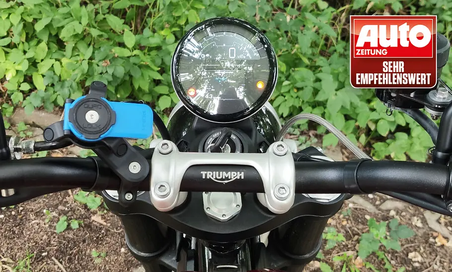 Handyhalter Quad Lock Handlebar Mount Pro im Test, fotografiert ohne Handy.