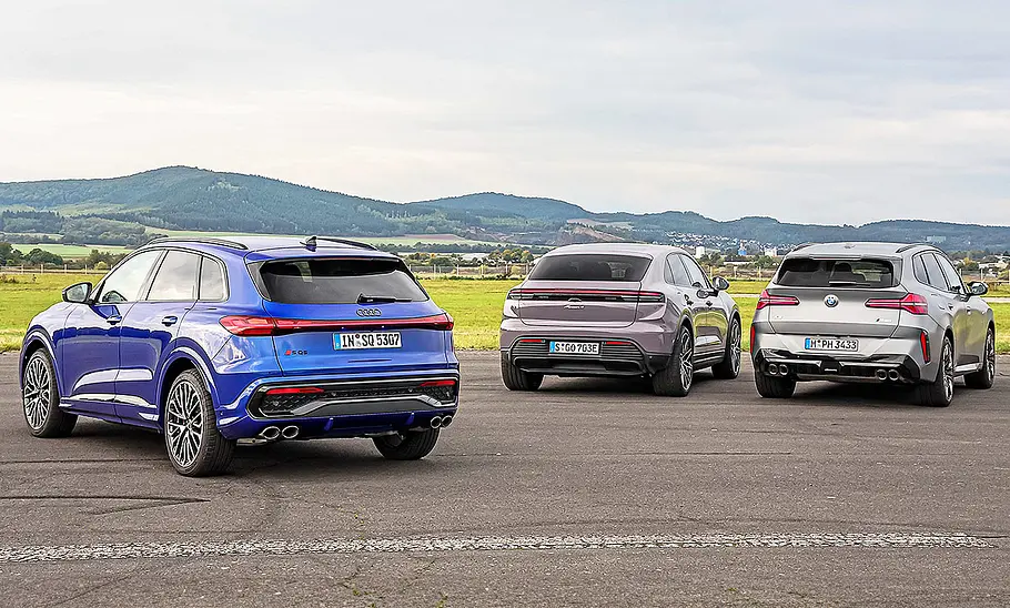 Audi SQ5/Porsche Macan 4/BMW X3 M50 xDrive Audi SQ5, Porsche Macan und BMW X3.