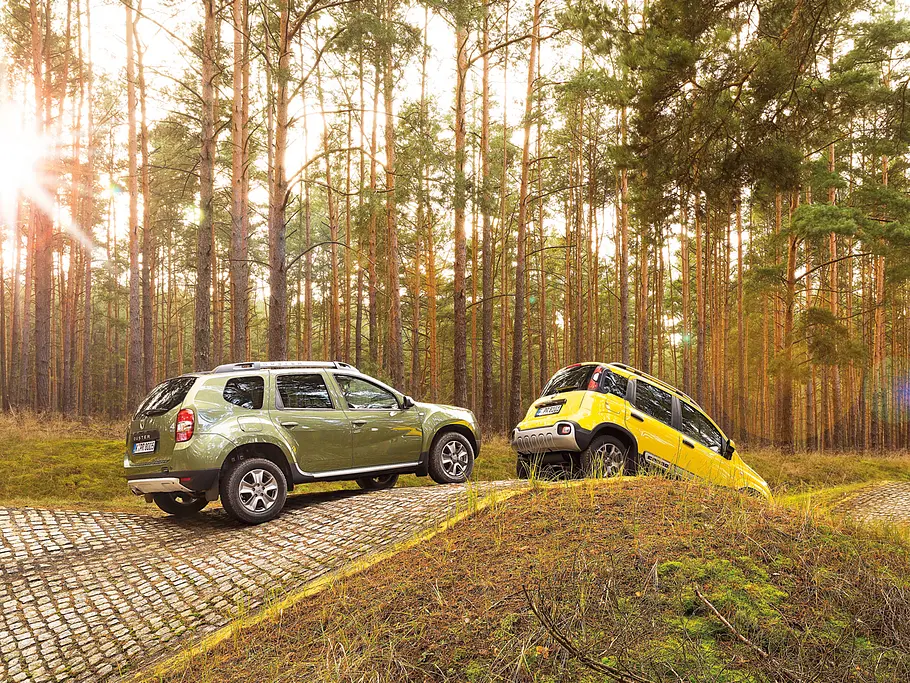Fiat Panda 4x4 Cross Dacia Duster Klein-SUV Vergleichstest Allrad Diesel