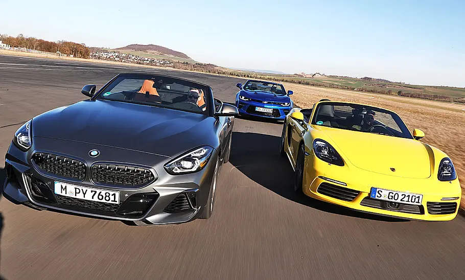 BMW Z4 Roadster M40i/Chevrolet Camaro V8 Cabrio/Porsche 718 Boxster S: Test