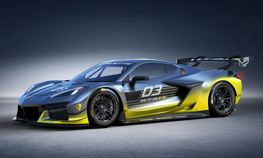 Blick von schräg vorne auf die Chevrolet Corvette Z06 GT3.R.