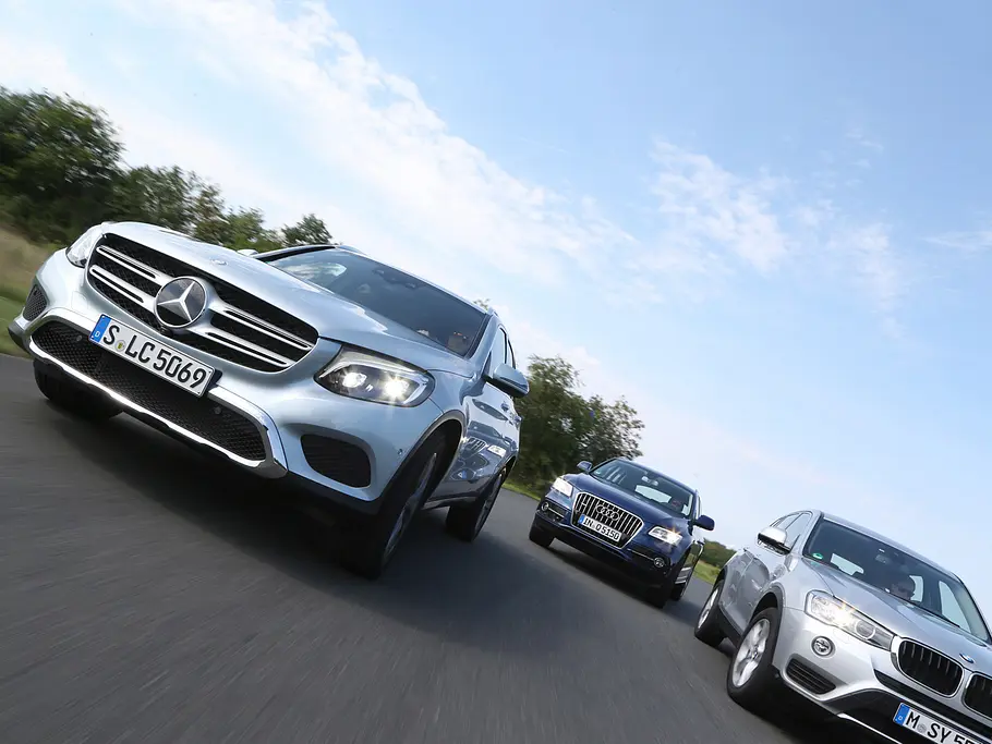 Vergleichstest: GLC gegen Q5 und X3 Mercedes GLC Audi Q5 BMW X3 SUV Vergleichstest