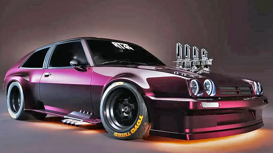 Der Opel Manta Restomod stehend von schräg vorne