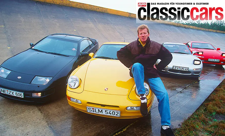 Nissan 300ZX/Porsche 968 CS/Mazda RX-7/Mitsubishi 3000 GT Der Nissan 300ZX/Porsche 968 CS/Mazda RX-7/Mitsubishi 3000 GT statisch von vorne fotografiert.