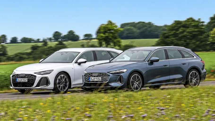 A6 Avant / A5 Avant A6 Avant / A5 Avant fahrend von schräg vorne fotografiert.