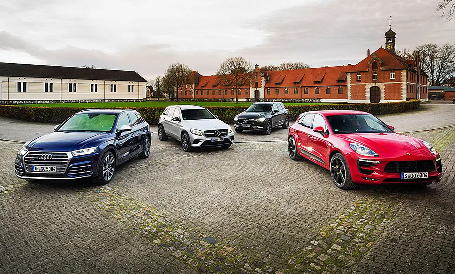 Audi SQ5, Mercedes-AMG GLC, Volvo XC 60 T6, Porsche Macan GTS Audi SQ5, Mercedes-AMG GLC, Volvo XC 60 T6, Porsche Macan GTS