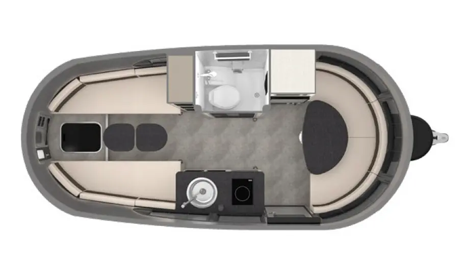 Airstream Basecamp 20 (2025) Das Bild zeigt die Grundrisszeichnung des Basecamp 20 (2025).