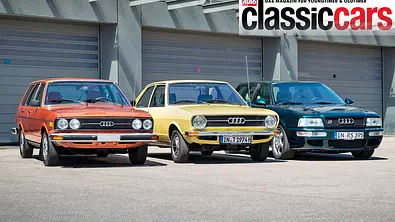 Audi Fox, 80 und RS 2 Avant stehend von vorne. - Foto: Gudrun Muschalla