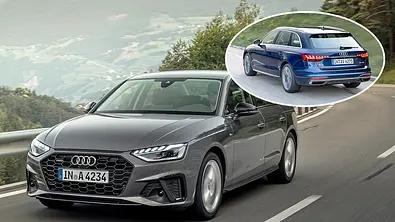 Der Audi A4 (2019) fährt vor einem Gebirgspanorama eine Straße entlang, eingeklinkt ein kleines Foto des Audi A4 Avant (2019). - Foto: Audi/Montage: AUTO ZEITUNG