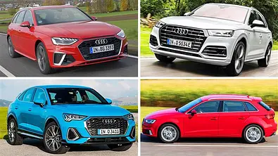 Eine Collage aus vier Audi-Modellen. - Foto: Hersteller / AUTO ZEITUNG
