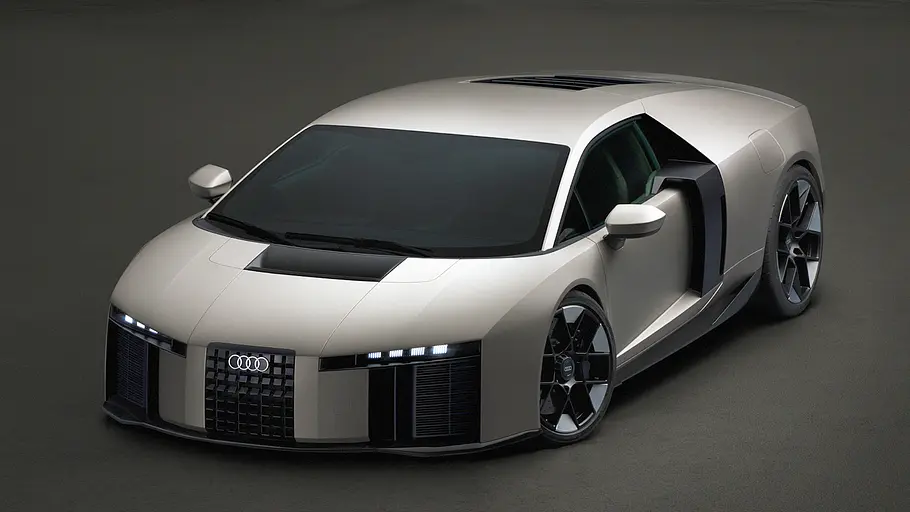 Blick von schräg vorne auf den Audi Nuvolari (2027).